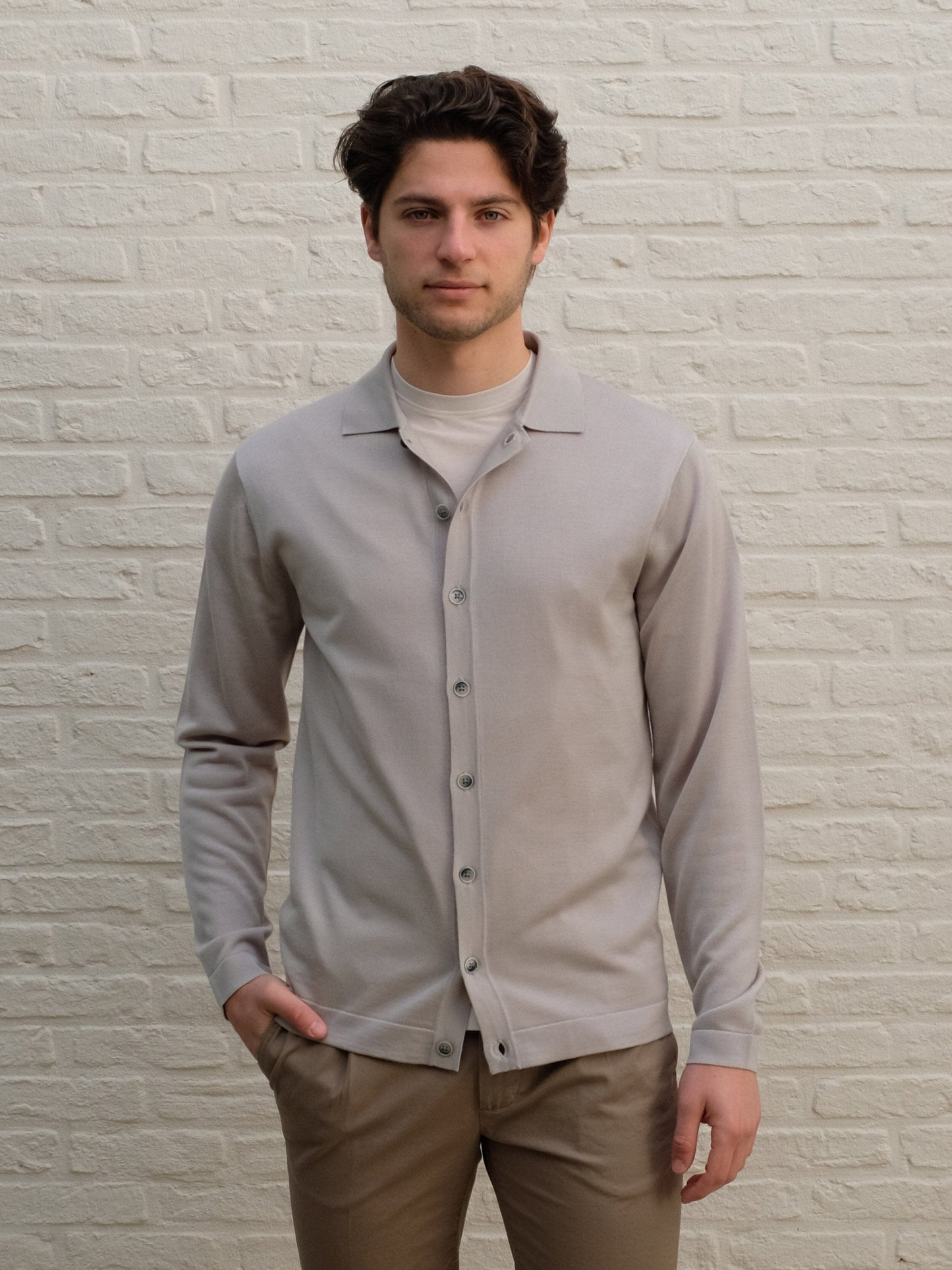 GENTILUOMO - Button Cardigan Lichtgrijs Truien Gentiluomo 