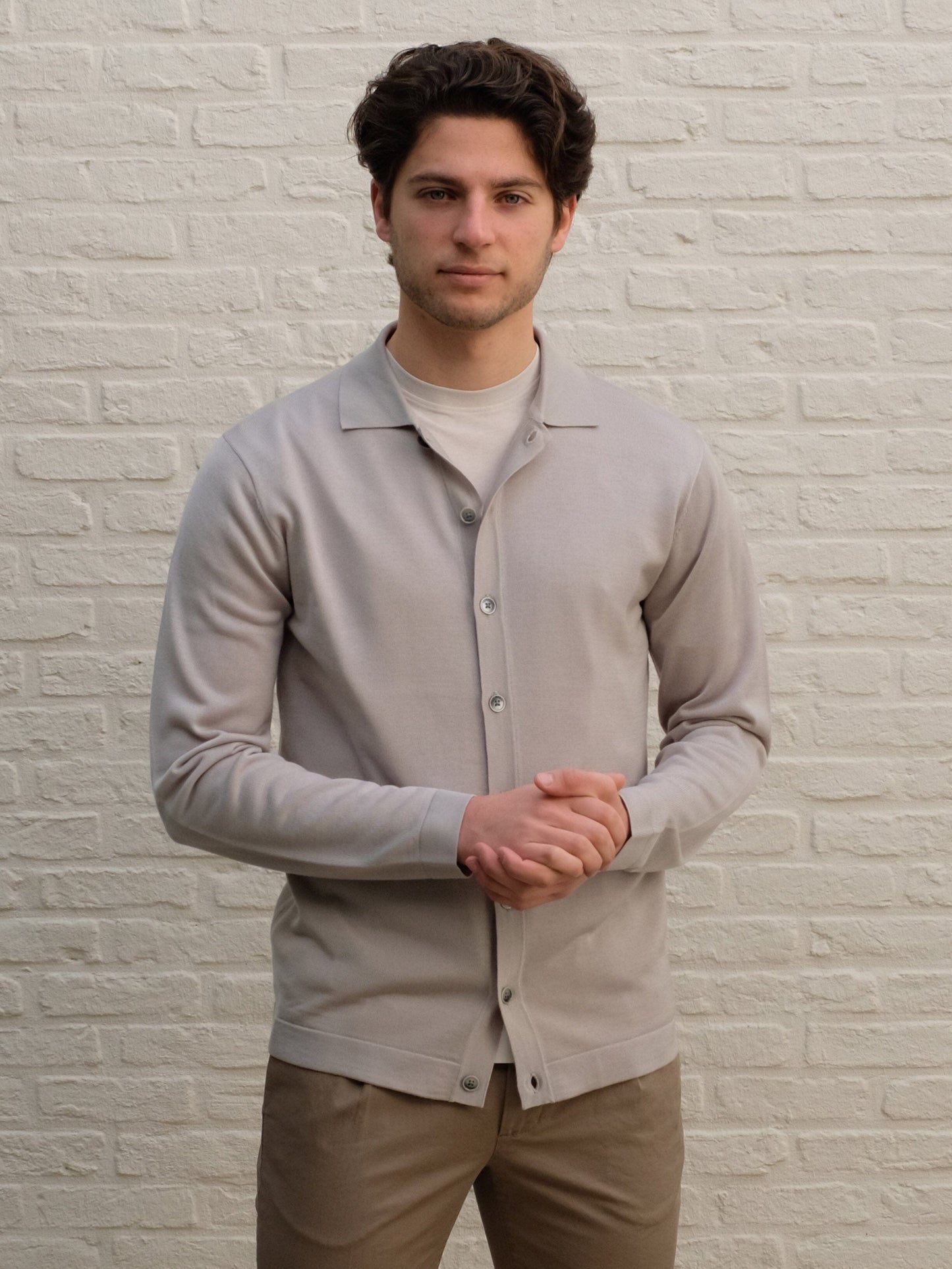 GENTILUOMO - Button Cardigan Lichtgrijs Truien Gentiluomo 