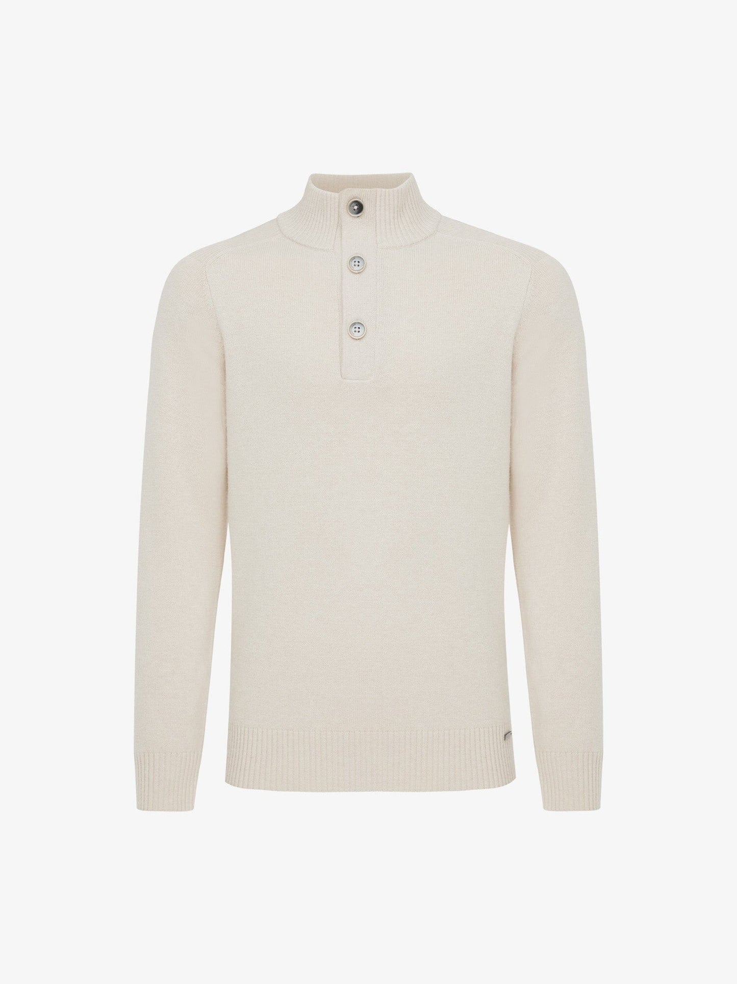 
                  
                    GENTILUOMO - Buttoned Turtle Zip Ecru Truien Gentiluomo 
                  
                