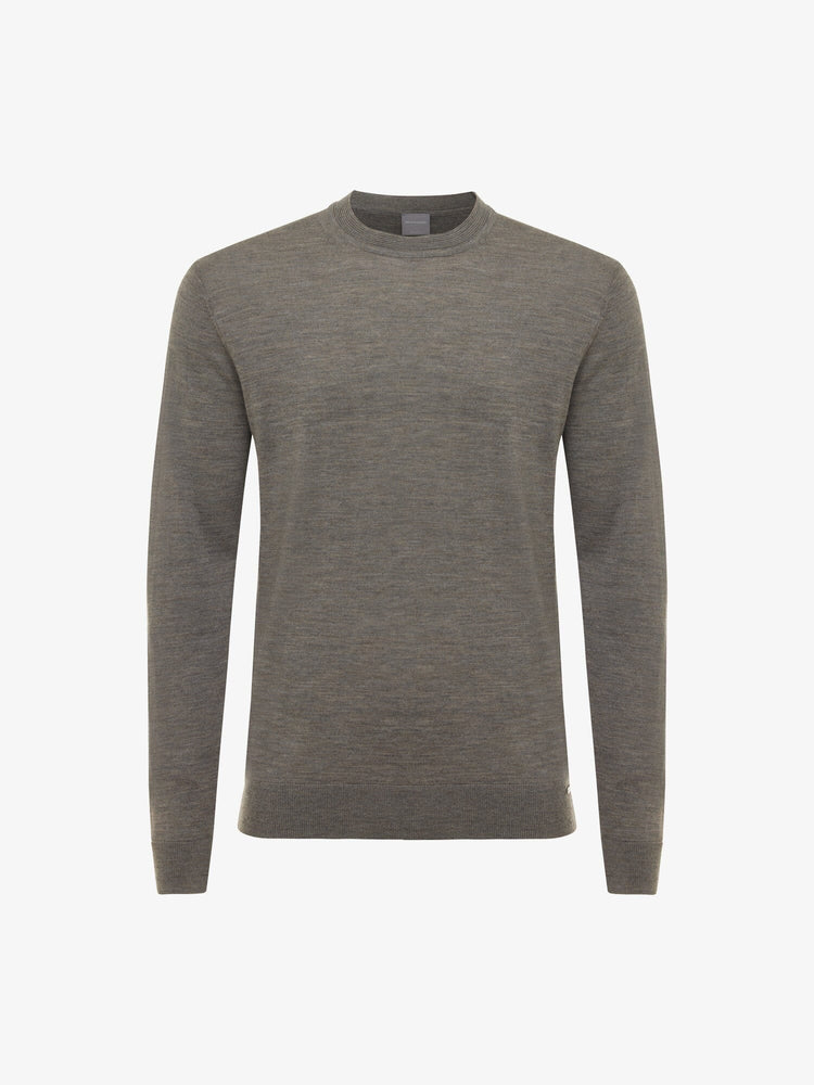 GENTILUOMO - Clean Rondneck Merino Taupe Truien Gentiluomo 