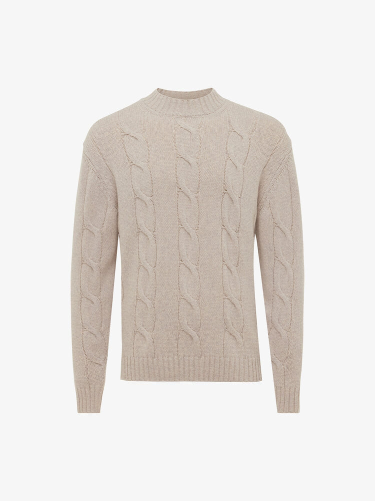 GENTILUOMO - Gold Merino Kabel Knit Beige Truien Gentiluomo 