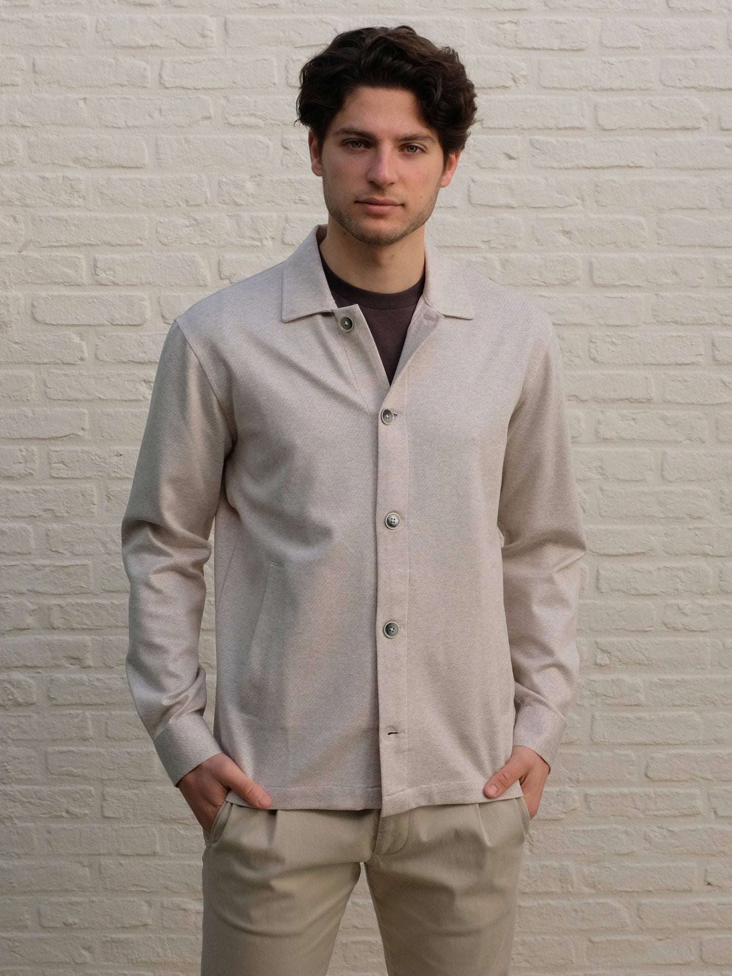 GENTILUOMO - Gold Overshirt Stretch Beige Overshirts Gentiluomo 