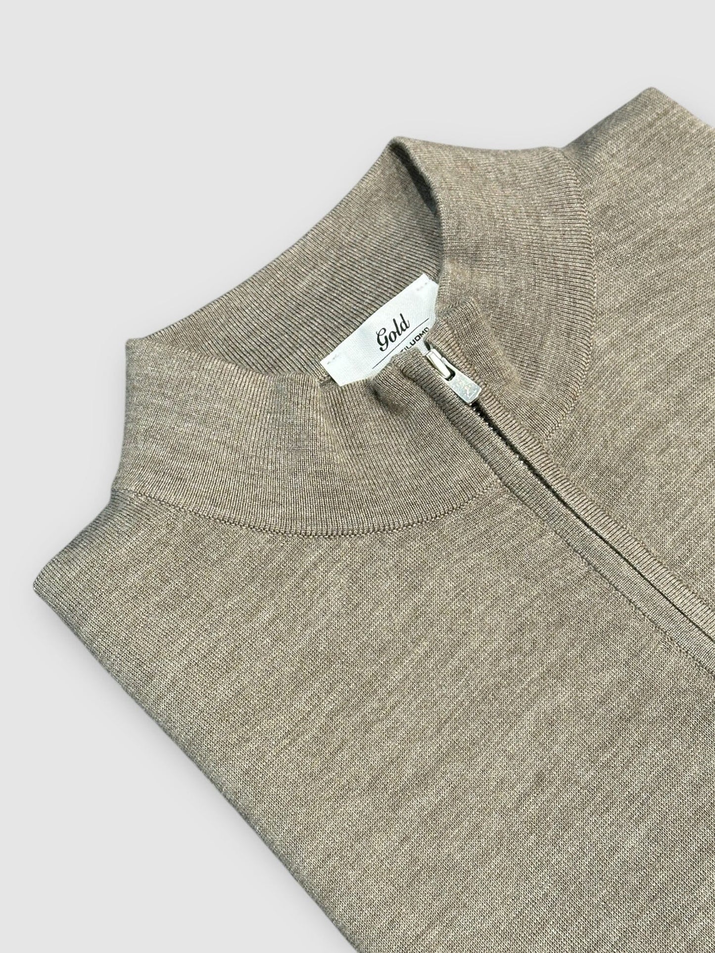 GENTILUOMO - Gold Turtle Zip Taupe Truien Gentiluomo 