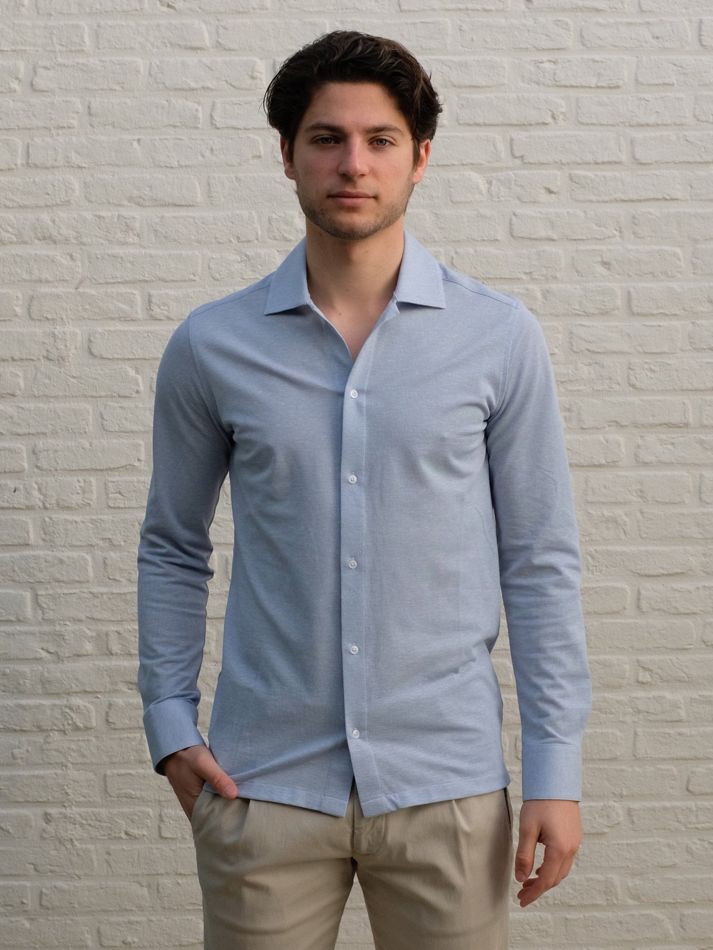 
                  
                    GENTILUOMO - Jersey Shirt Lichtblauw Hemden Gentiluomo 
                  
                