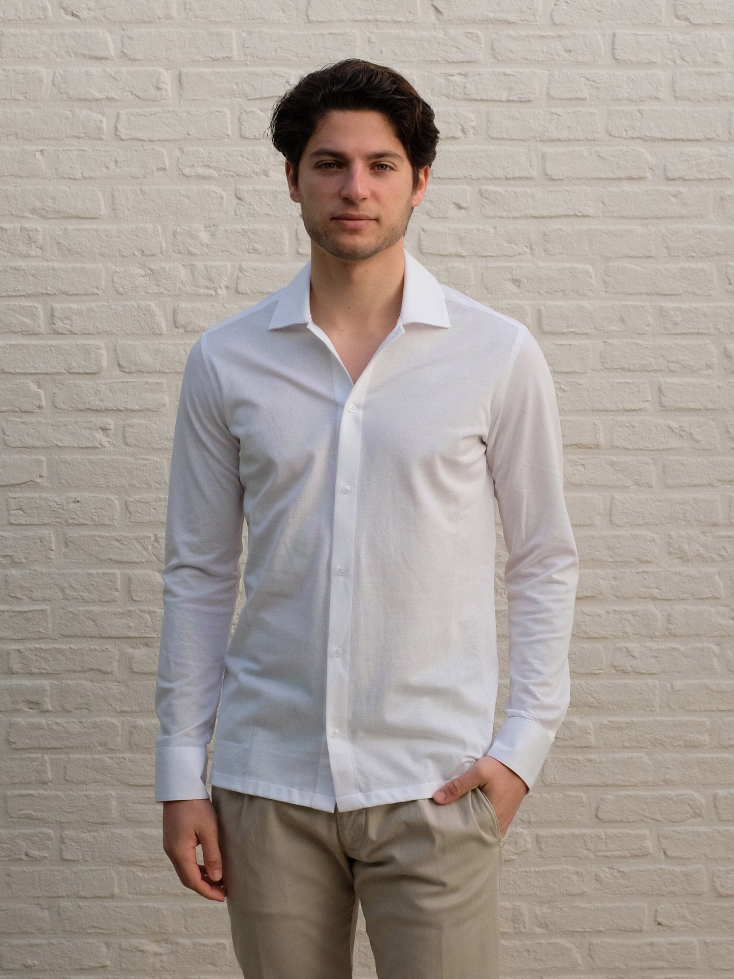 GENTILUOMO - Jersey Shirt Wit Hemden Gentiluomo 