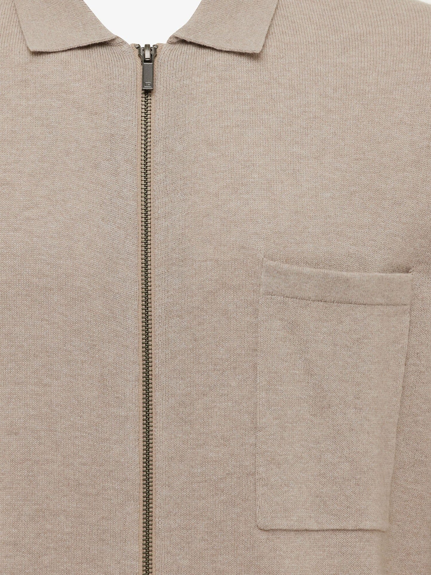 GENTILUOMO - Longsleeve Zip Polo Beige Truien Gentiluomo 