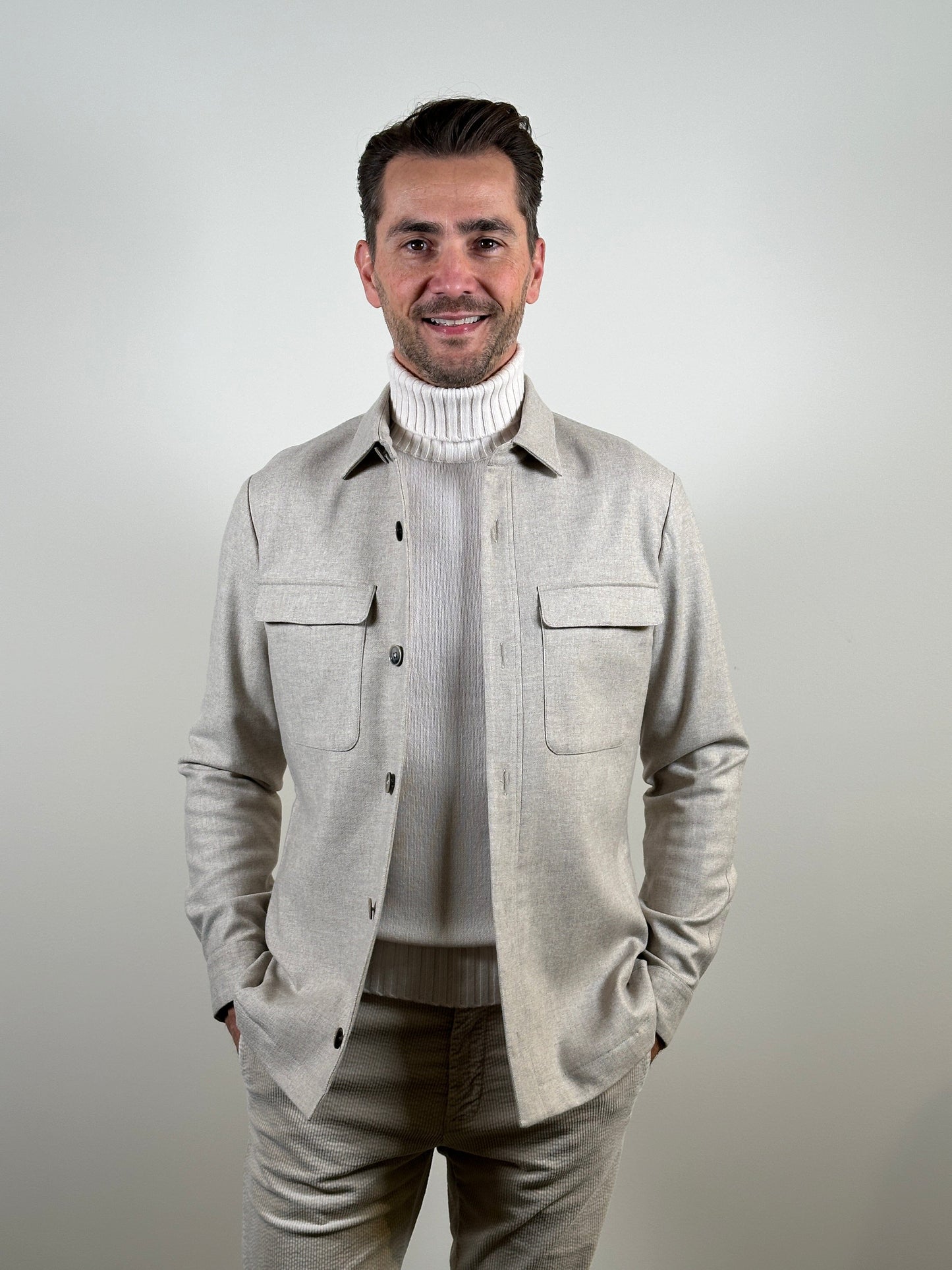 GENTILUOMO - Manteco Wool Luxe Overshirt Beige Blazers & kostuums Gentiluomo 