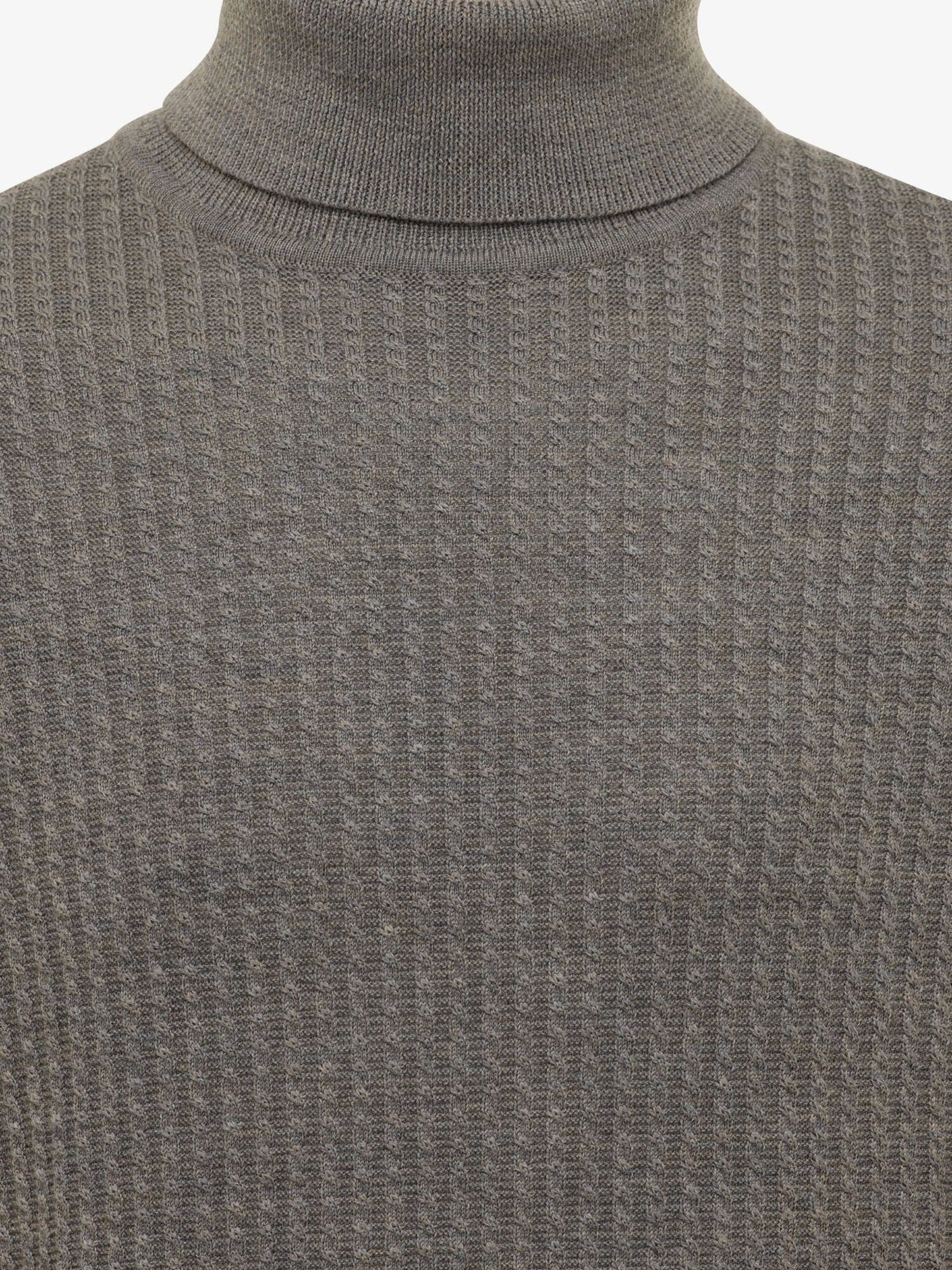 GENTILUOMO - Merino Kabelmotief Rolkraag Taupe Truien Gentiluomo 