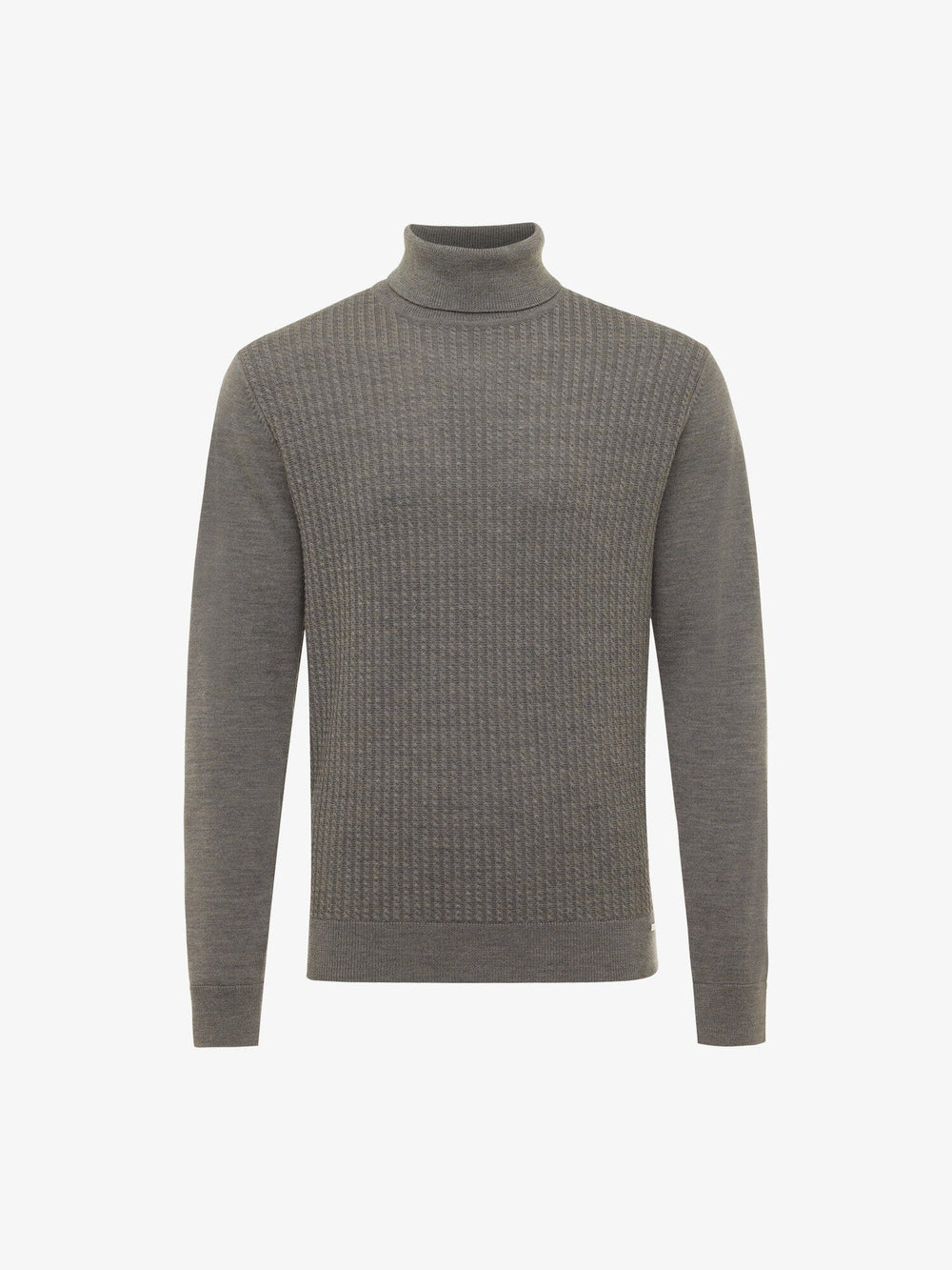 GENTILUOMO - Merino Kabelmotief Rolkraag Taupe Truien Gentiluomo 