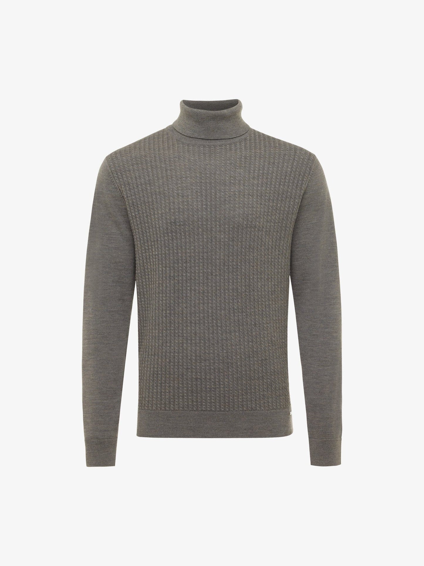 GENTILUOMO - Merino Kabelmotief Rolkraag Taupe Truien Gentiluomo 