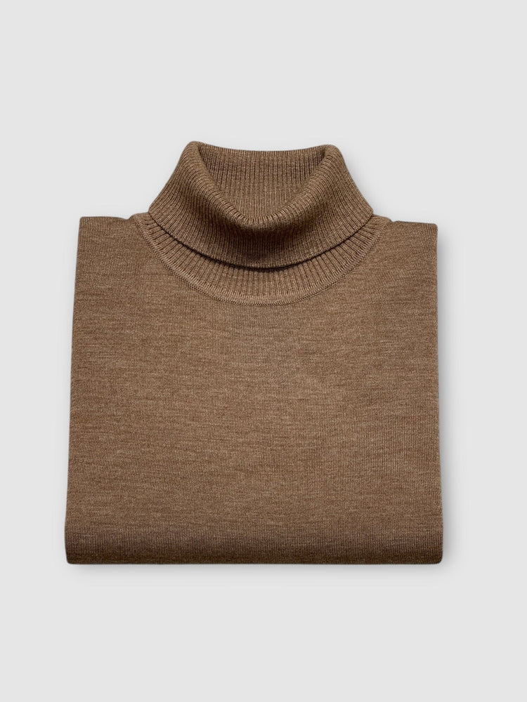 GENTILUOMO - Merino Rolkraag Camel Truien Gentiluomo 