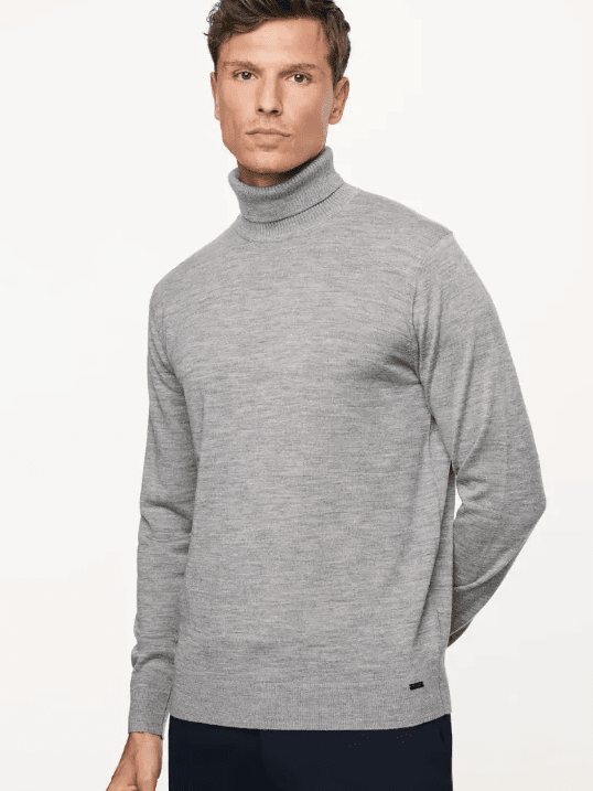 GENTILUOMO - Merino Rolkraag Lichtgrijs Truien Gentiluomo 