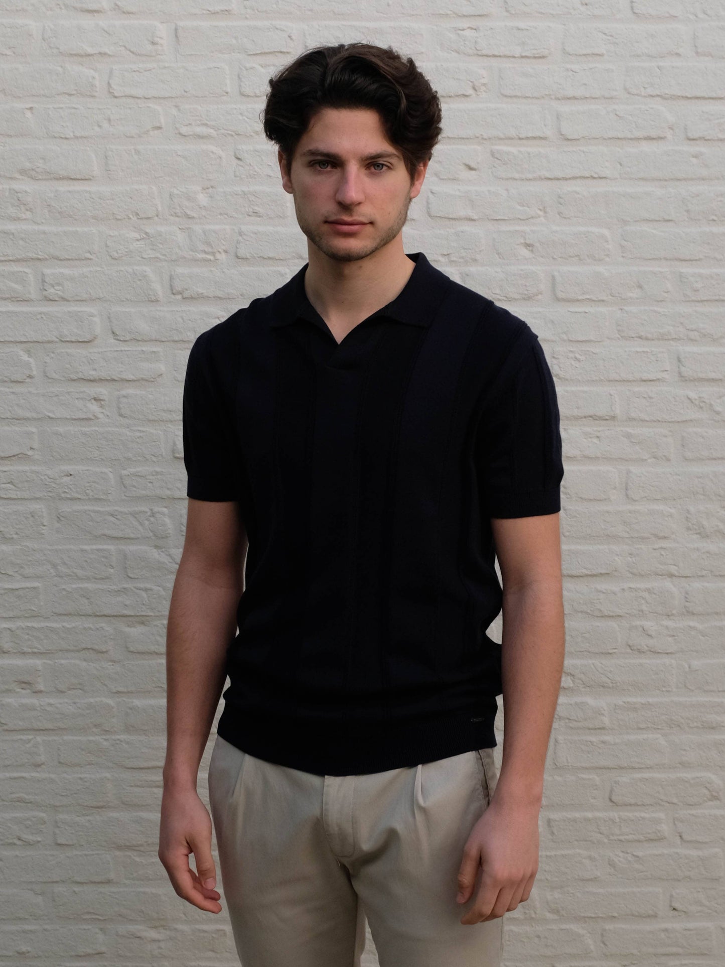 GENTILUOMO - Open Collar Polo Donkerblauw Polo's Gentiluomo 