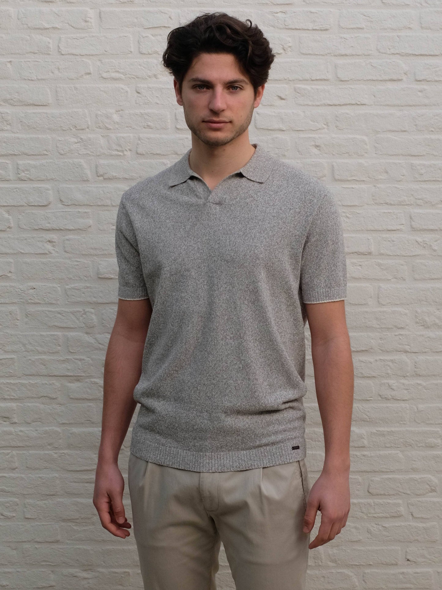 
                  
                    GENTILUOMO - Open Collar Polo Groen/Ecru Polo's Gentiluomo 
                  
                