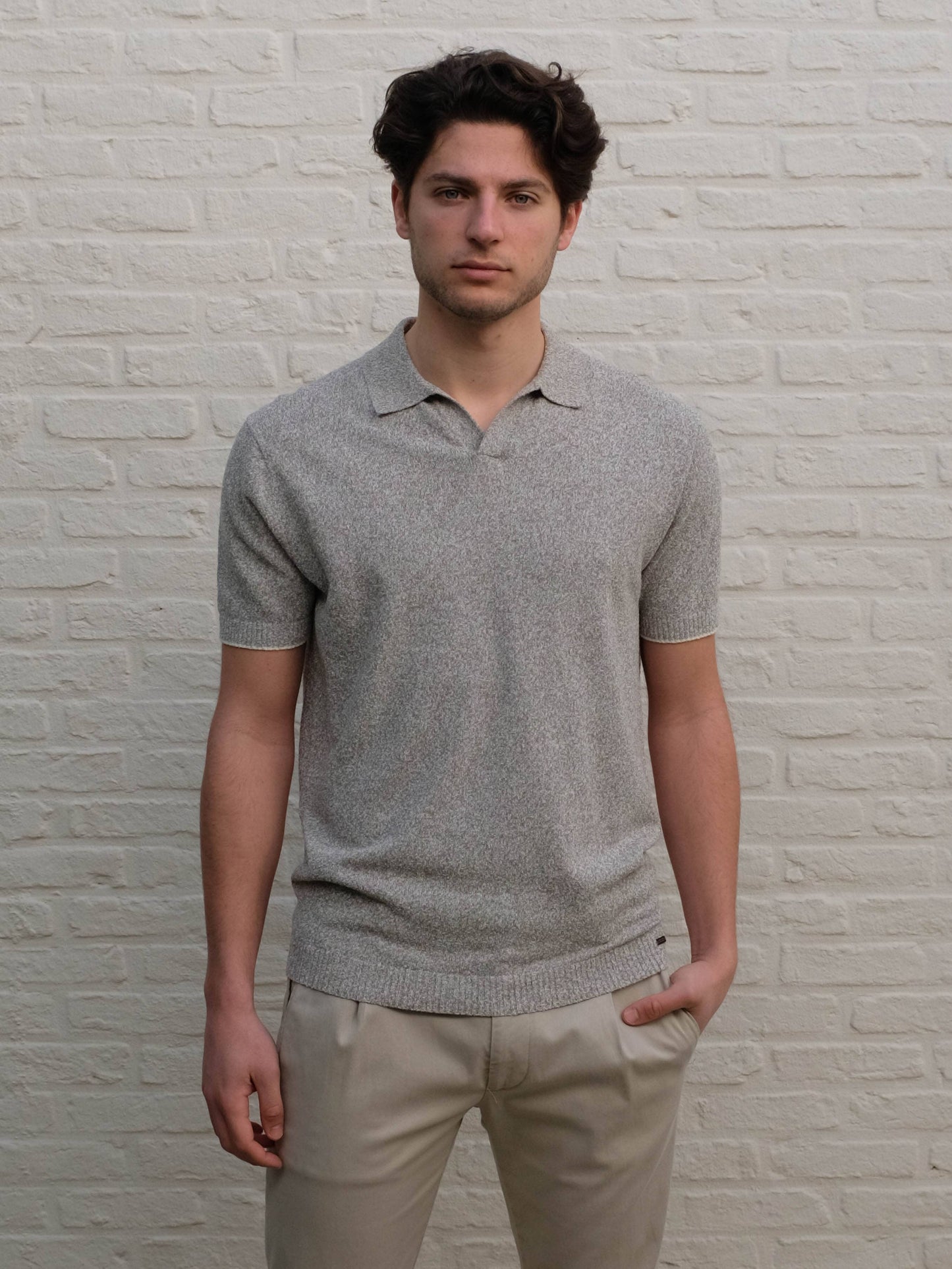 
                  
                    GENTILUOMO - Open Collar Polo Groen/Ecru Polo's Gentiluomo 
                  
                