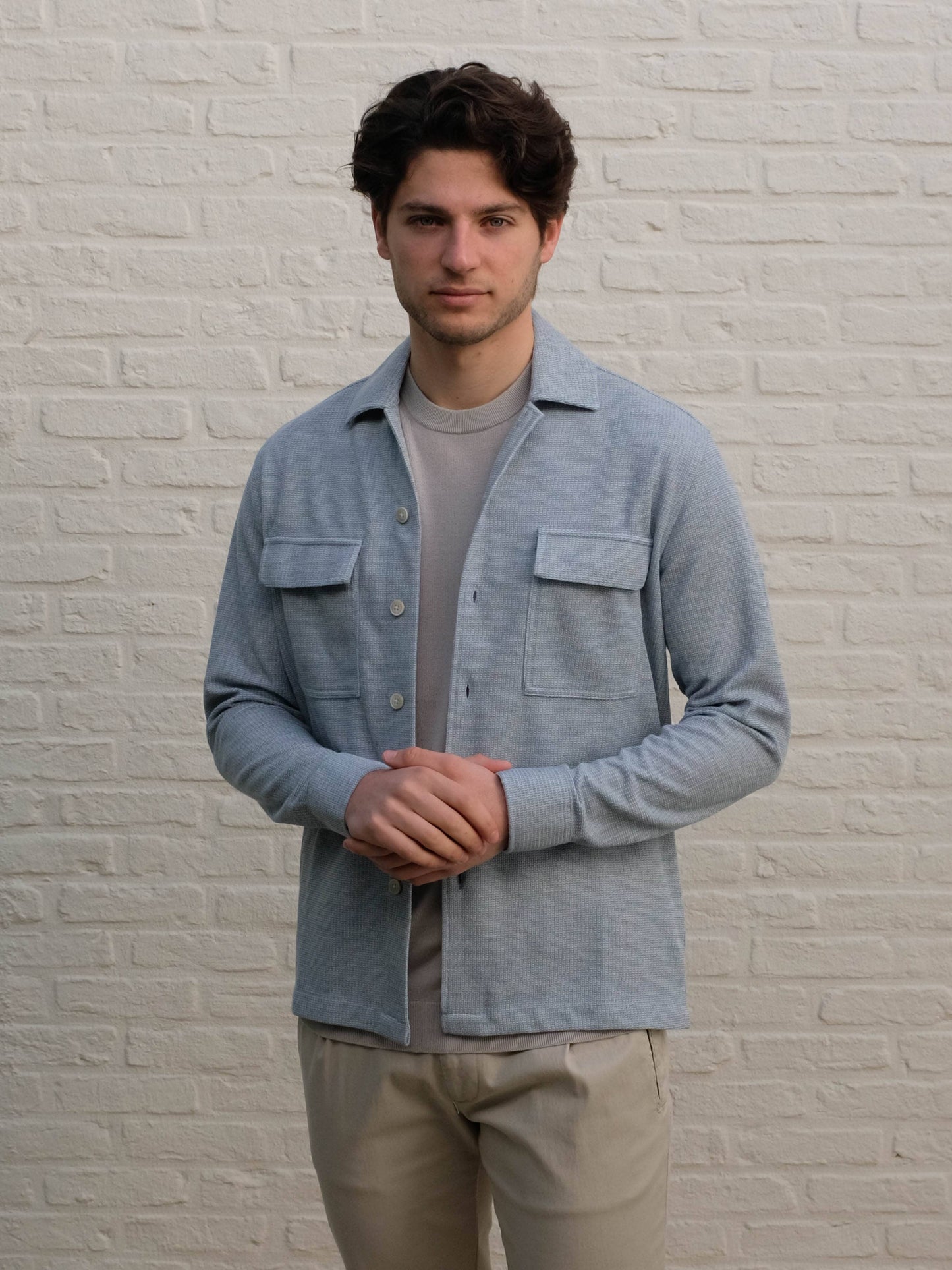 GENTILUOMO - Overshirt Stretch Lichtblauw Overshirts Gentiluomo 