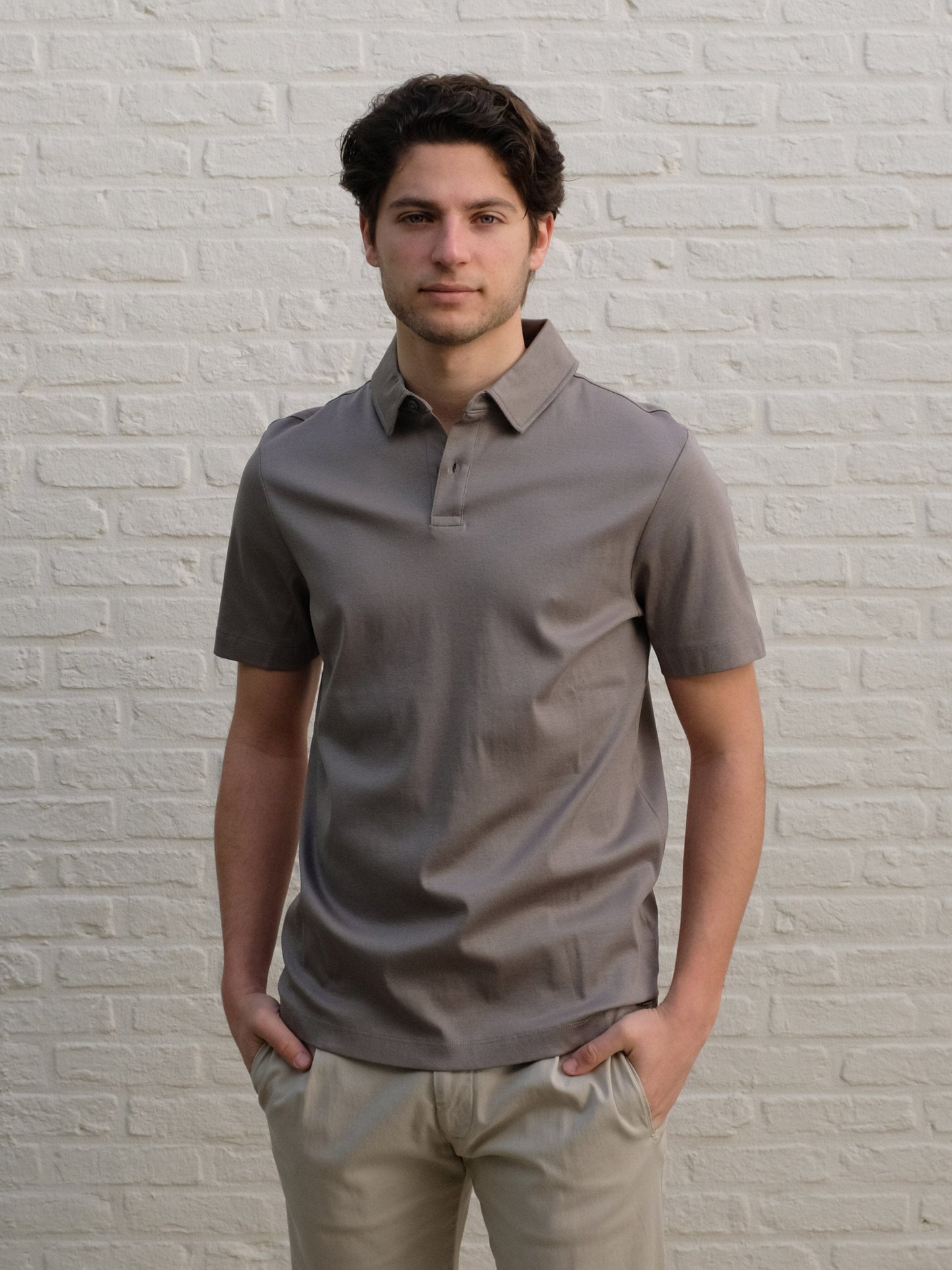 GENTILUOMO - Polo Gemerceriseerd Katoen Taupe Polo's Gentiluomo 