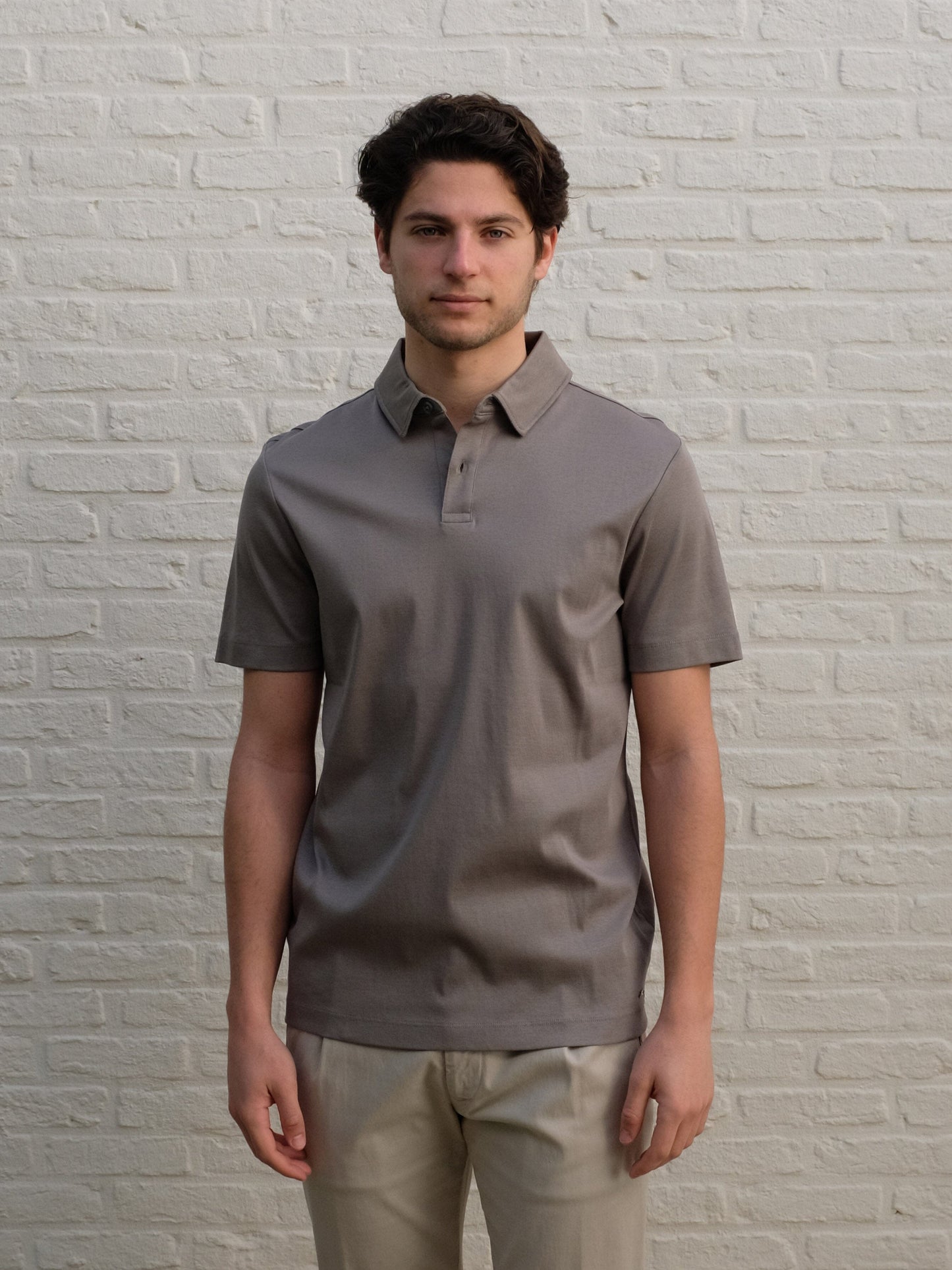 GENTILUOMO - Polo Gemerceriseerd Katoen Taupe Polo's Gentiluomo 