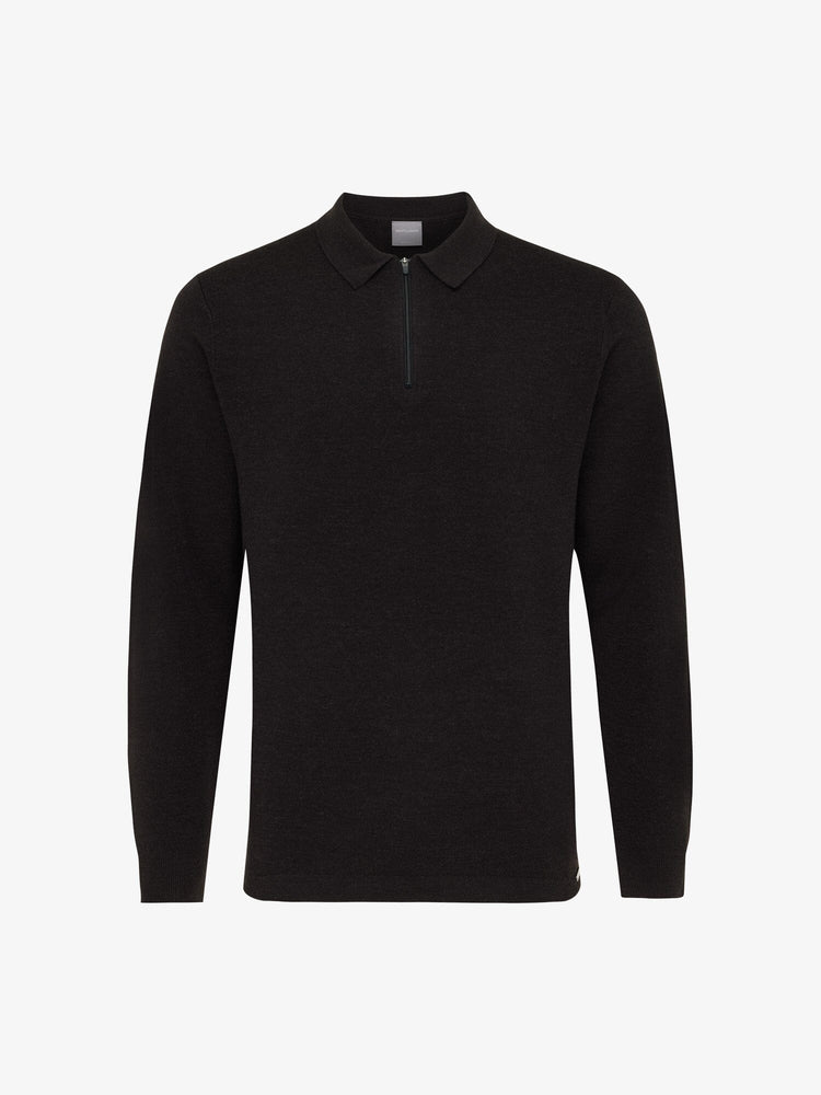 GENTILUOMO - Polo Zip Sweater Merino Bruin Truien Gentiluomo 