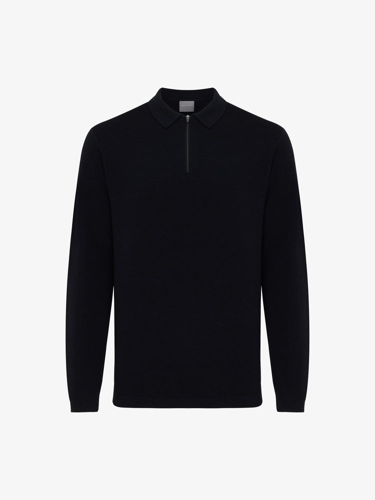 GENTILUOMO - Polo Zip Sweater Merino Navy Truien Gentiluomo 
