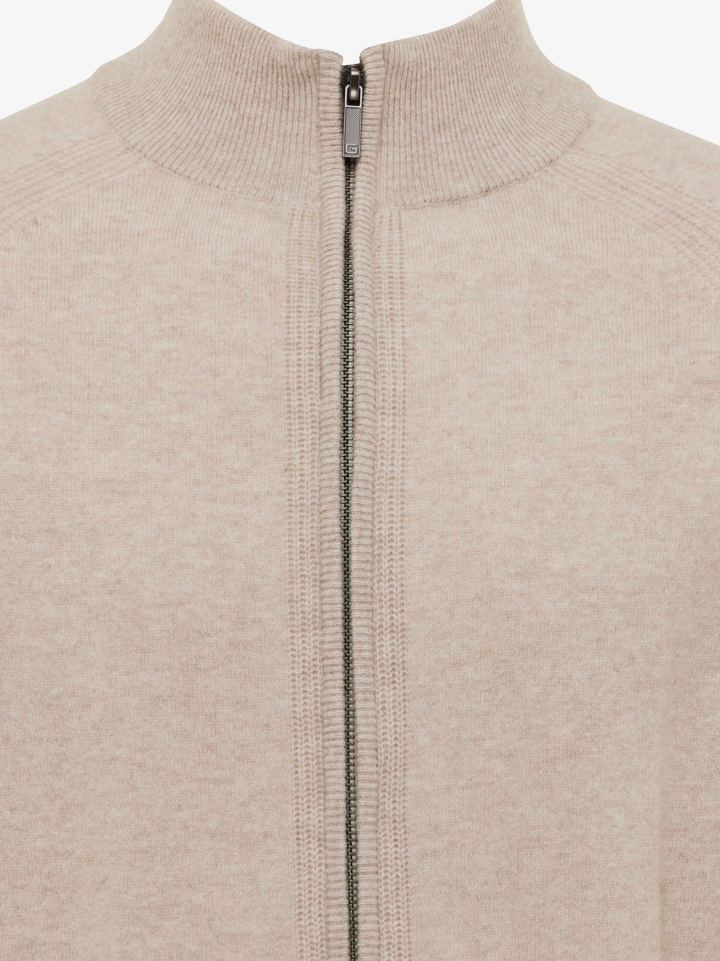 GENTILUOMO - Raglan Cardigan Zip Cashmere Merino Beige Truien Gentiluomo 