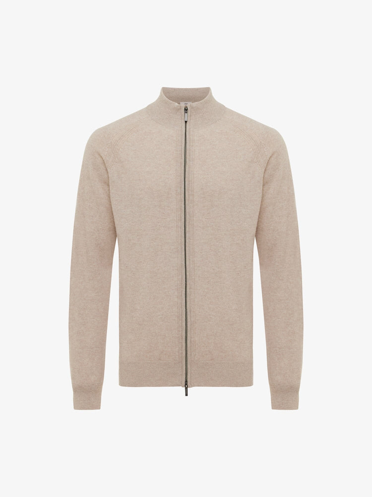 GENTILUOMO - Raglan Cardigan Zip Cashmere Merino Beige Truien Gentiluomo 