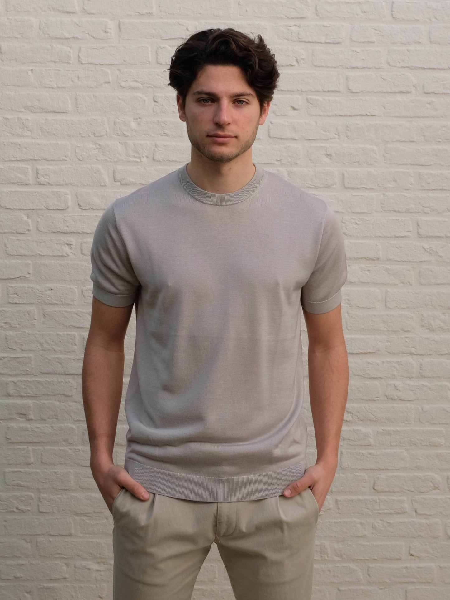 GENTILUOMO - Round Neck T-Shirt Lichtgrijs T-shirts Gentiluomo 