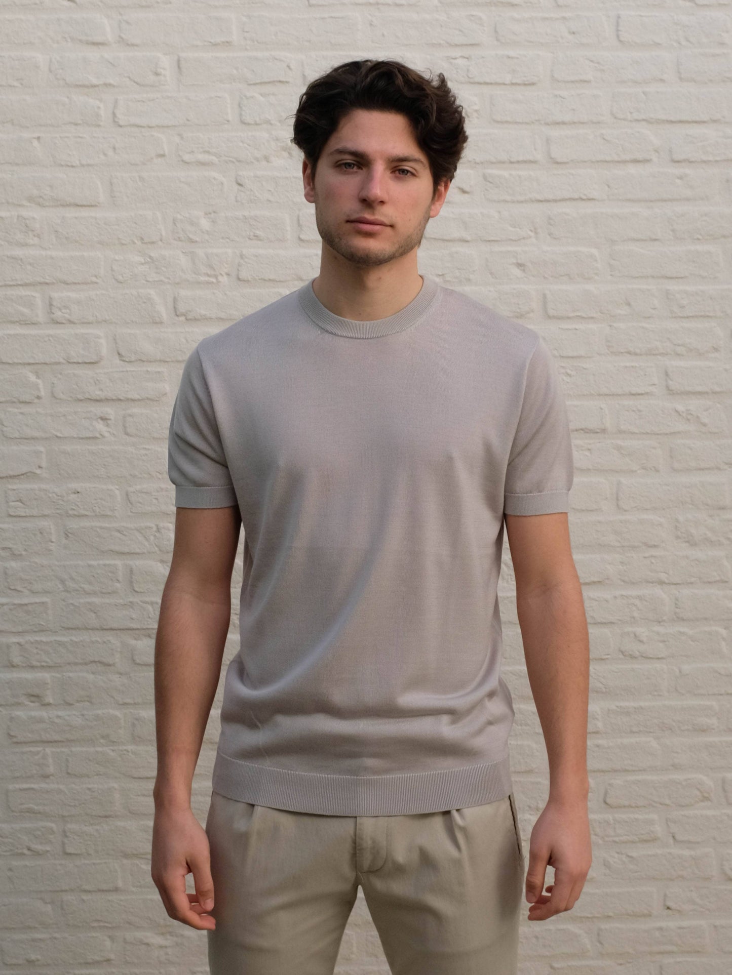 GENTILUOMO - Round Neck T-Shirt Lichtgrijs T-shirts Gentiluomo 