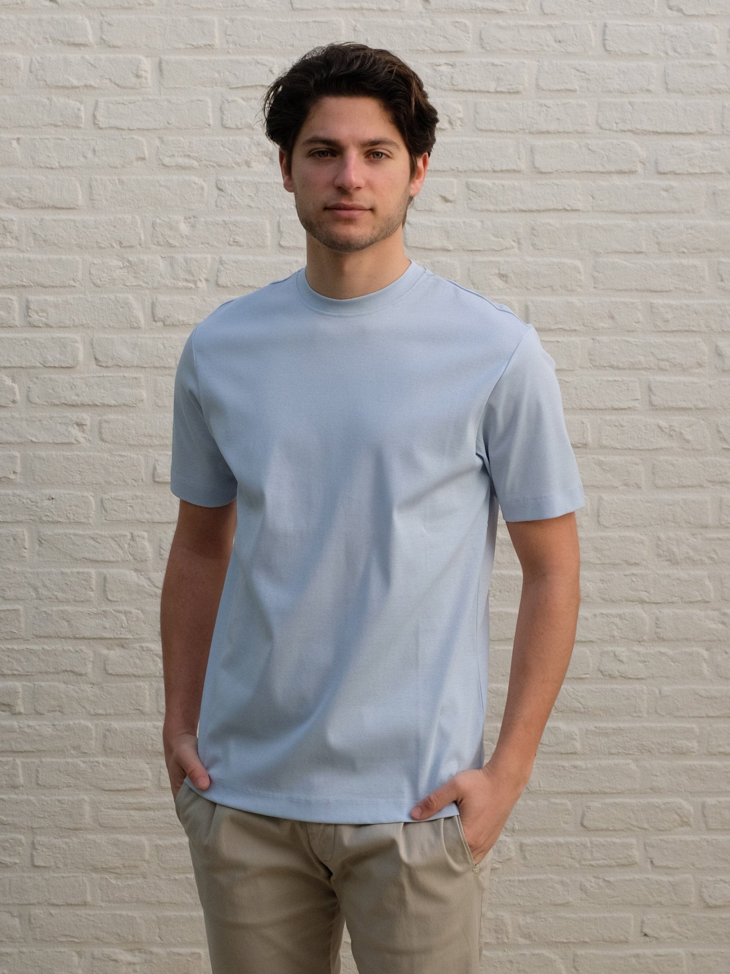 
                  
                    GENTILUOMO - T-Shirt Gemerceriseerd Katoen Lichtblauw T-shirts Gentiluomo 
                  
                
