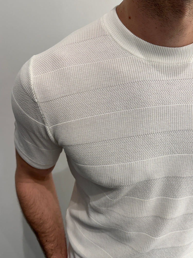 GENTILUOMO - T-Shirt Gestreept Off-White T-shirts Gentiluomo 