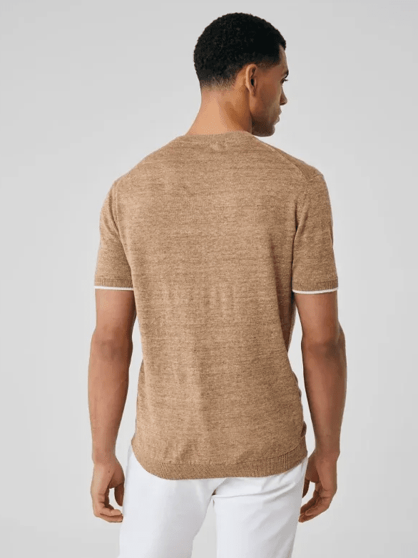 GENTILUOMO - T-Shirt Knitted Linnen Bruin T-shirts Gentiluomo 