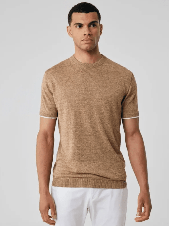 GENTILUOMO - T-Shirt Knitted Linnen Bruin T-shirts Gentiluomo 