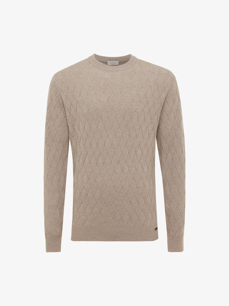 GENTILUOMO - Trui Kabelmotief Beige Truien Gentiluomo 