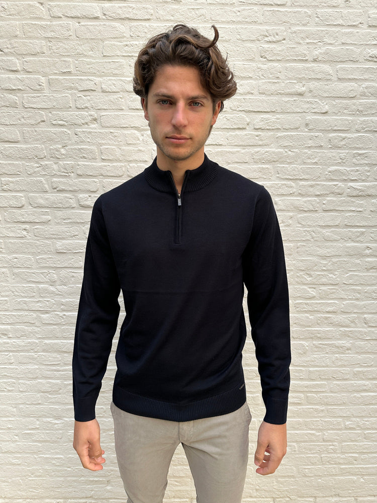 
                  
                    GENTILUOMO - Trui Met Rits Merino Donkerblauw Truien Gentiluomo 
                  
                