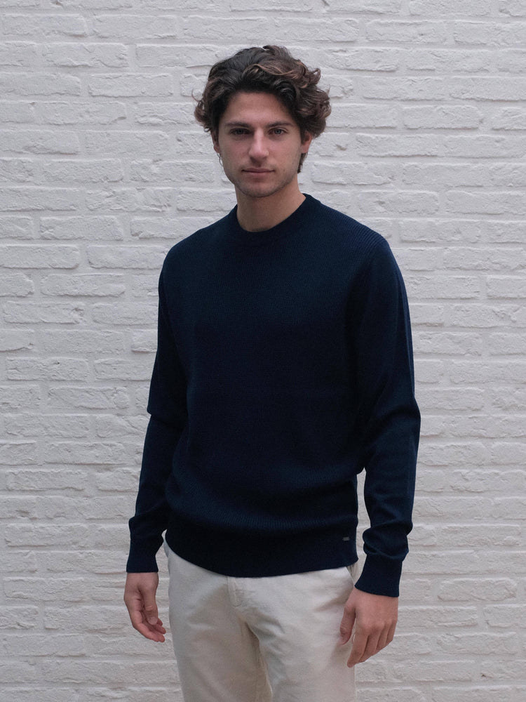 
                  
                    GENTILUOMO - Trui Met Ronde Hals Merino Donkerblauw Truien Gentiluomo 
                  
                