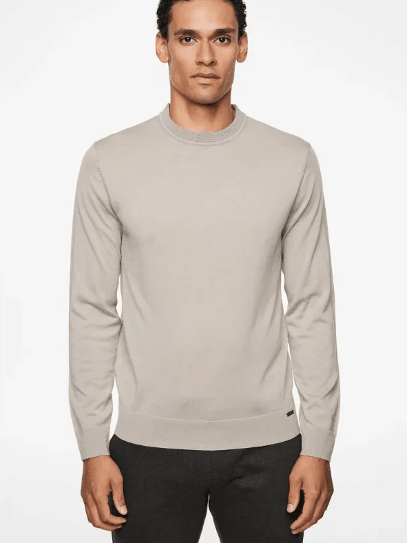 GENTILUOMO - Trui Ronde Hals Merino Beige Truien Gentiluomo 