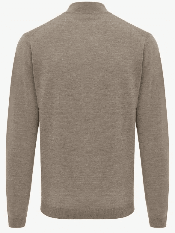 GENTILUOMO - Trui Zip Gold Merino Taupe Truien Gentiluomo 