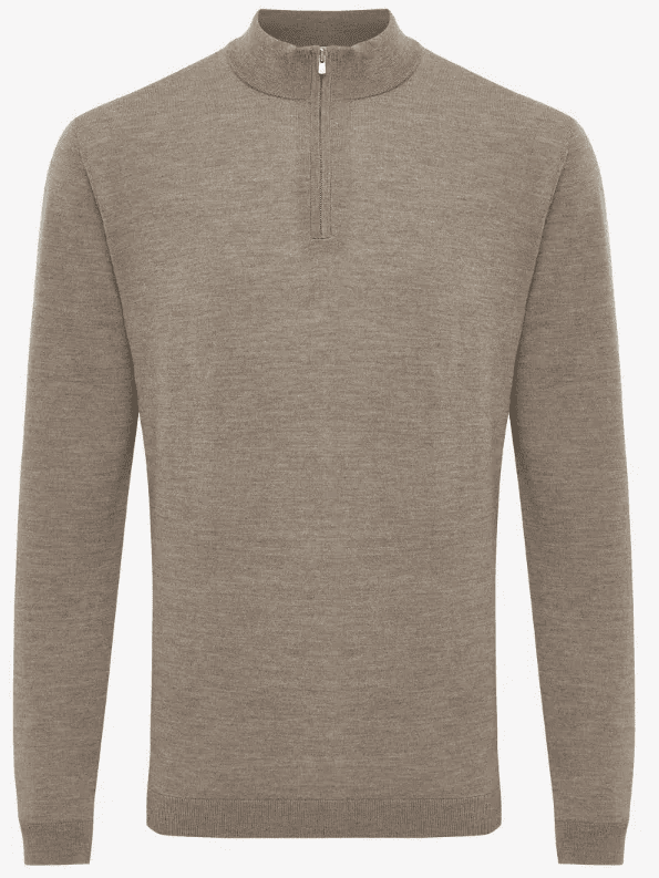 GENTILUOMO - Trui Zip Gold Merino Taupe Truien Gentiluomo 