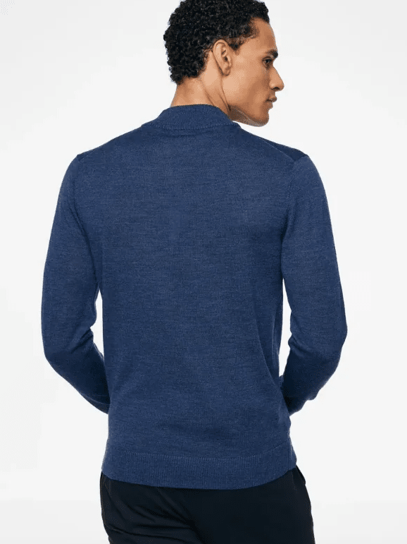 GENTILUOMO - Trui Zip Merino Mid Blauw Truien Gentiluomo 