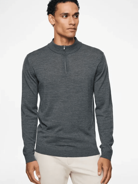 GENTILUOMO - Turtle Zip Gold Antraciet Truien Gentiluomo 
