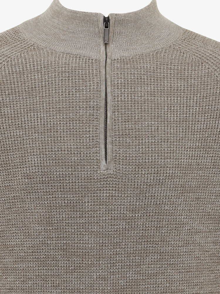 GENTILUOMO - Turtle Zip Taupe Melange Truien Gentiluomo 