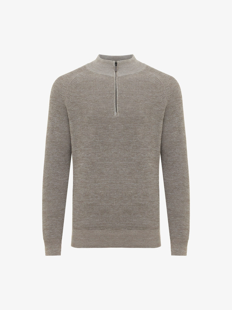 GENTILUOMO - Turtle Zip Taupe Melange Truien Gentiluomo 