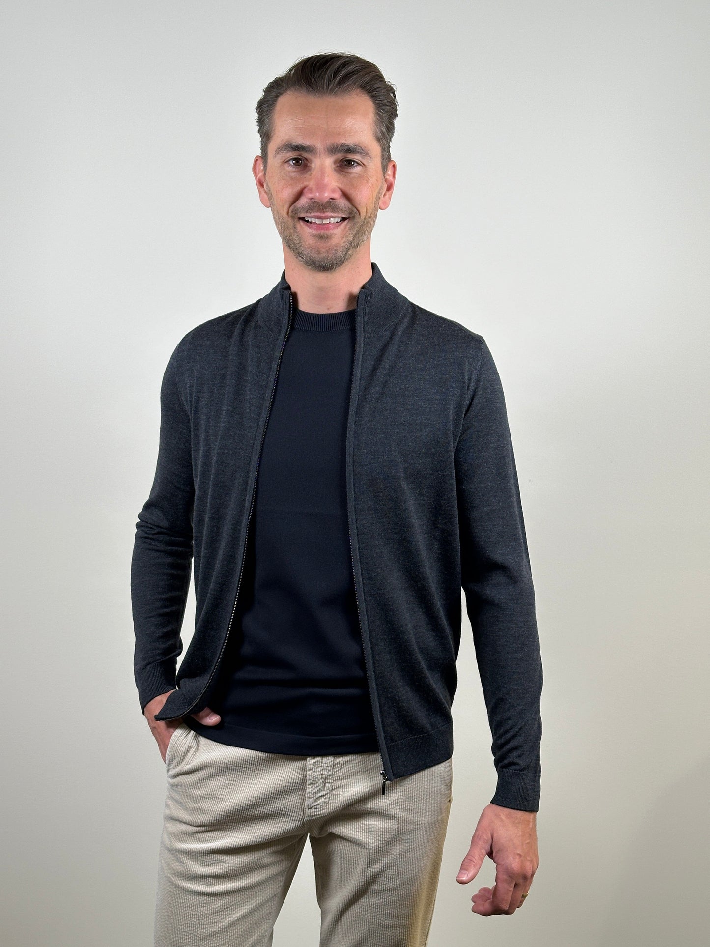 I'm Fine - Cardigan Zipper Extrafine Merino Antra Truien I'm Fine 