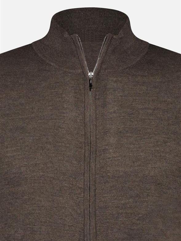 I'm Fine - Cardigan Zipper Extrafine Merino Brown Truien I'm Fine 