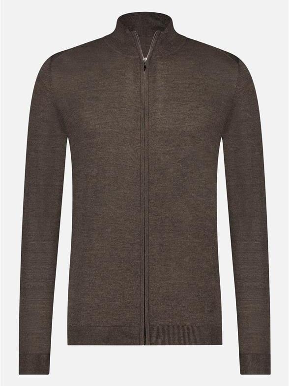 I'm Fine - Cardigan Zipper Extrafine Merino Brown Truien I'm Fine 