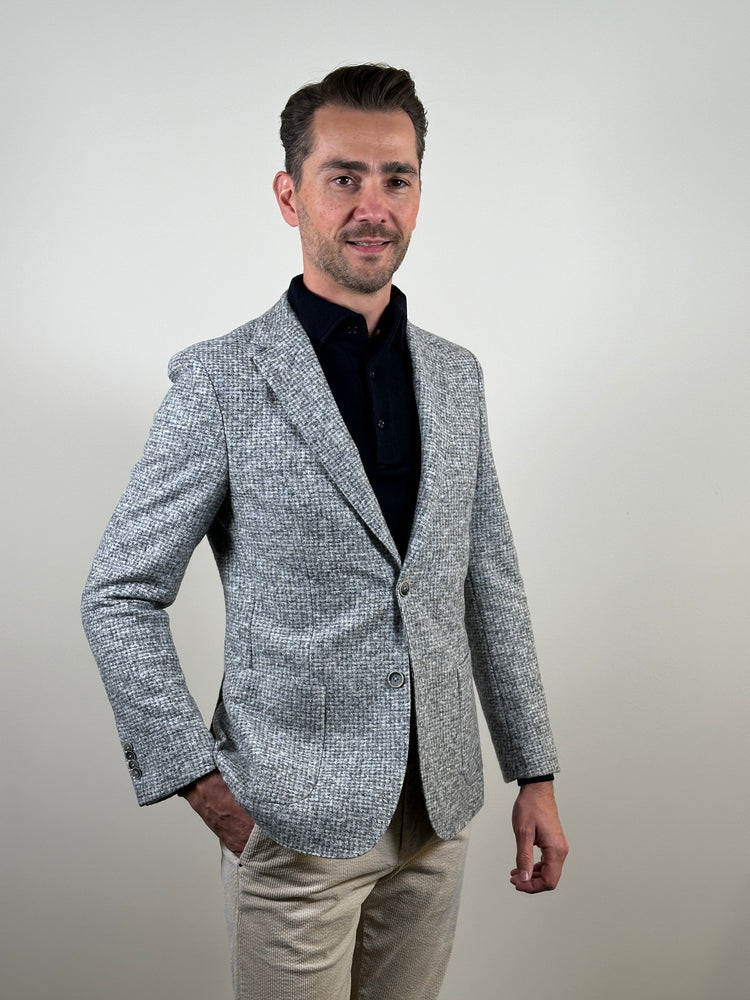 I'm Fine - Polo Hidden Button Down Merino Blue Black Truien I'm Fine 