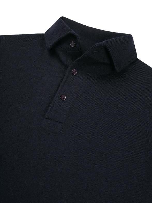 I'm Fine - Polo Hidden Button Down Merino Blue Black Truien I'm Fine 