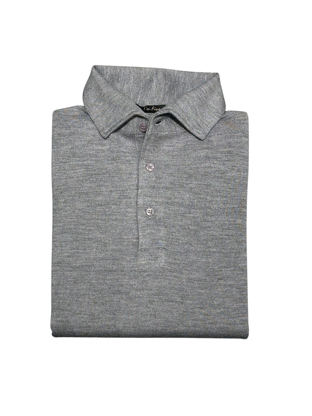 I'm Fine - Polo Hidden Button Down Merino Mid Grey Truien I'm Fine 