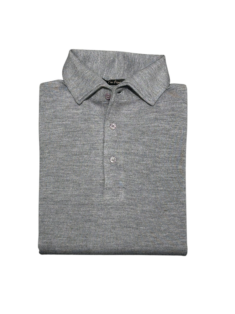 I'm Fine - Polo Hidden Button Down Merino Mid Grey Truien I'm Fine 