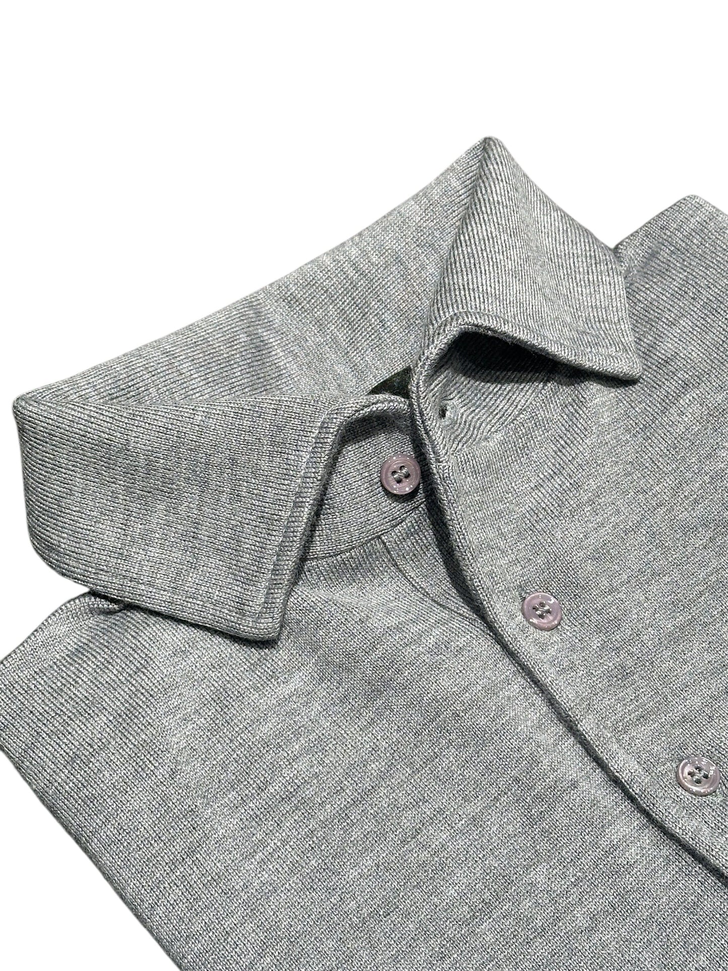 I'm Fine - Polo Hidden Button Down Merino Mid Grey Truien I'm Fine 